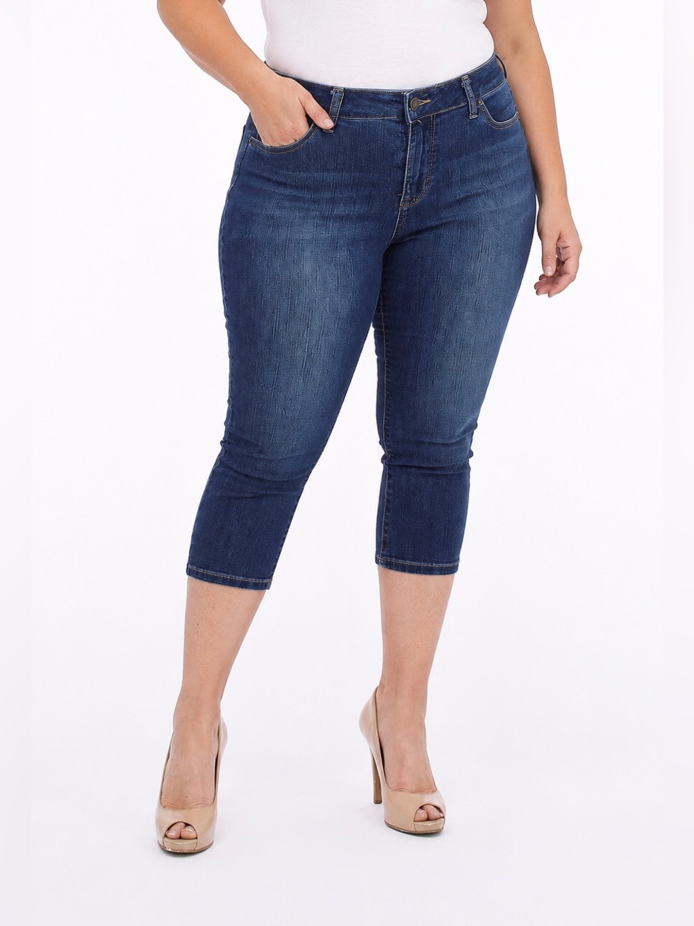 Full Figure Stretch Denim Capri